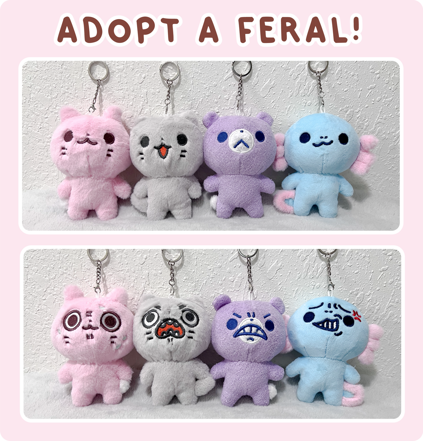 **PRE-ORDER** "Adopt A Feral" Double-Sided Plush Keychain