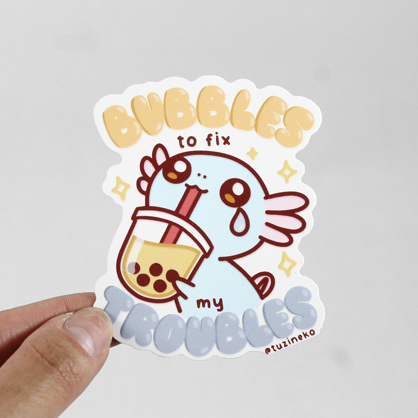 Happy Upa "Bubbles To Fix My Troubles" Matte Waterproof Sticker with Gloss Spot UV