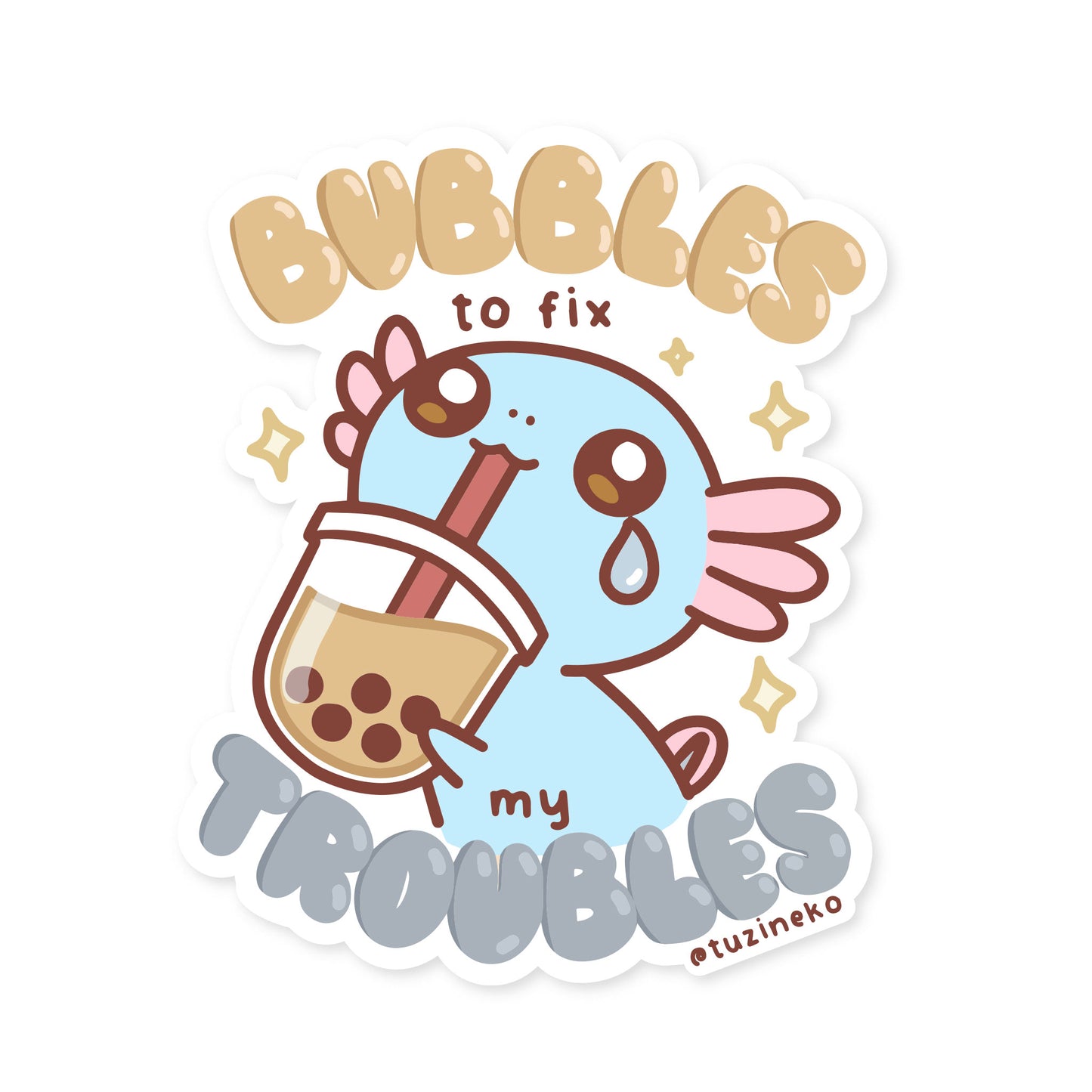 Happy Upa "Bubbles To Fix My Troubles" Matte Waterproof Sticker with Gloss Spot UV
