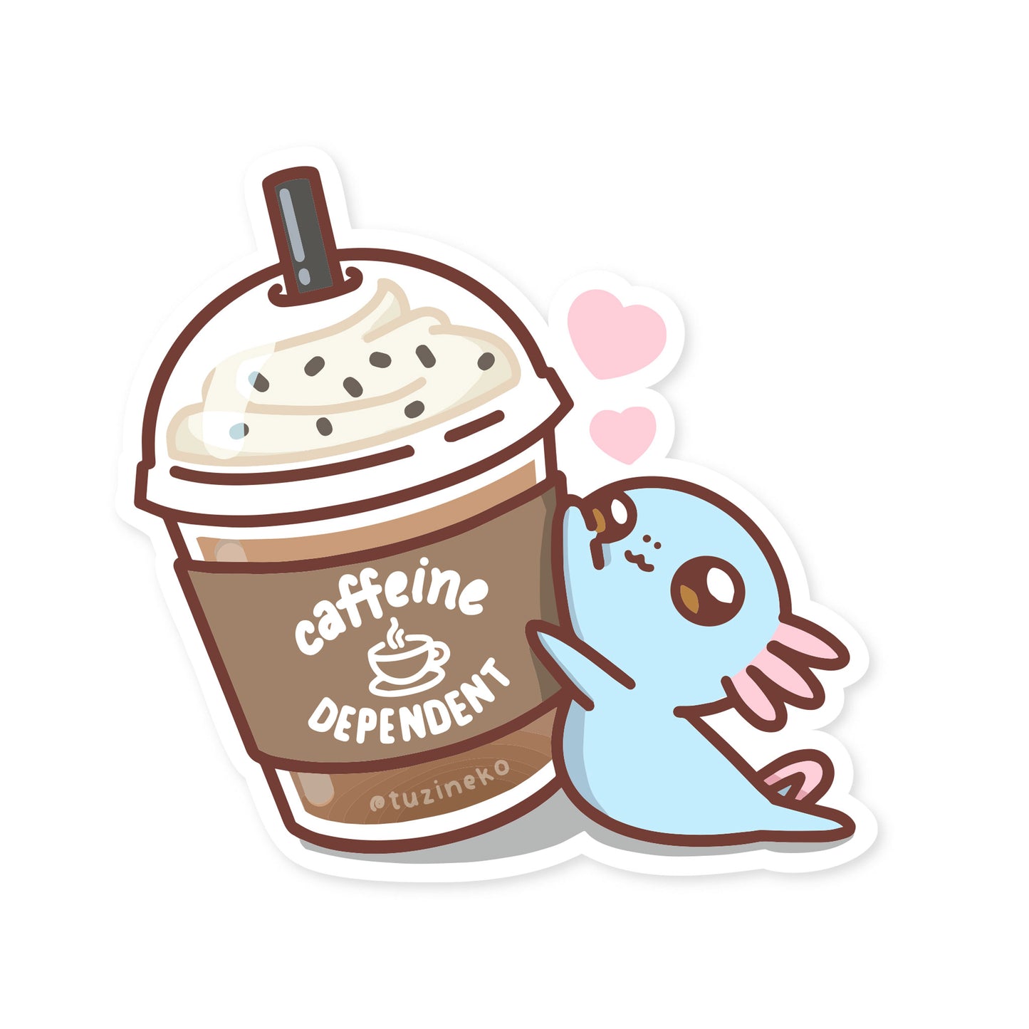 Clingy Upa "Caffeine Dependent" Matte Waterproof Sticker with Gloss Spot UV