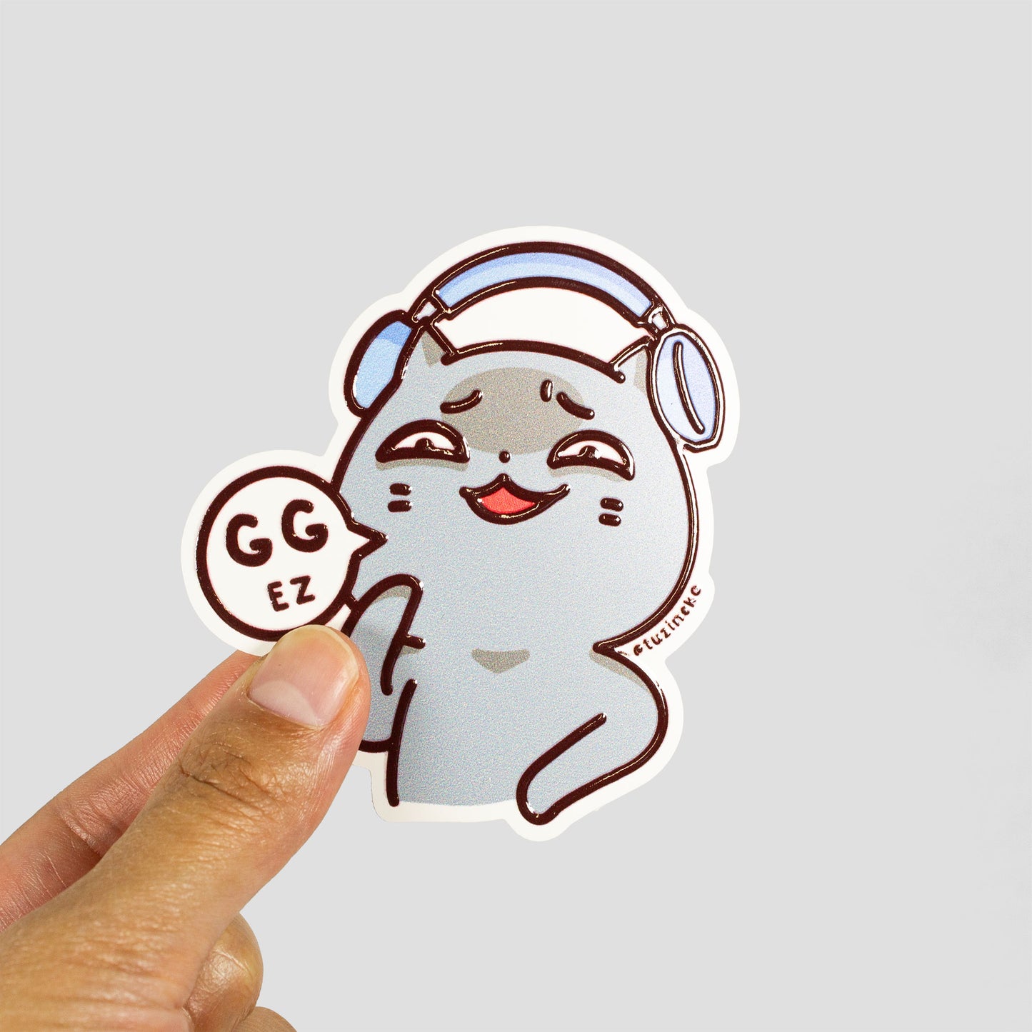 Gaming Neko "GGEZ" Matte Waterproof Sticker with Gloss Spot UV