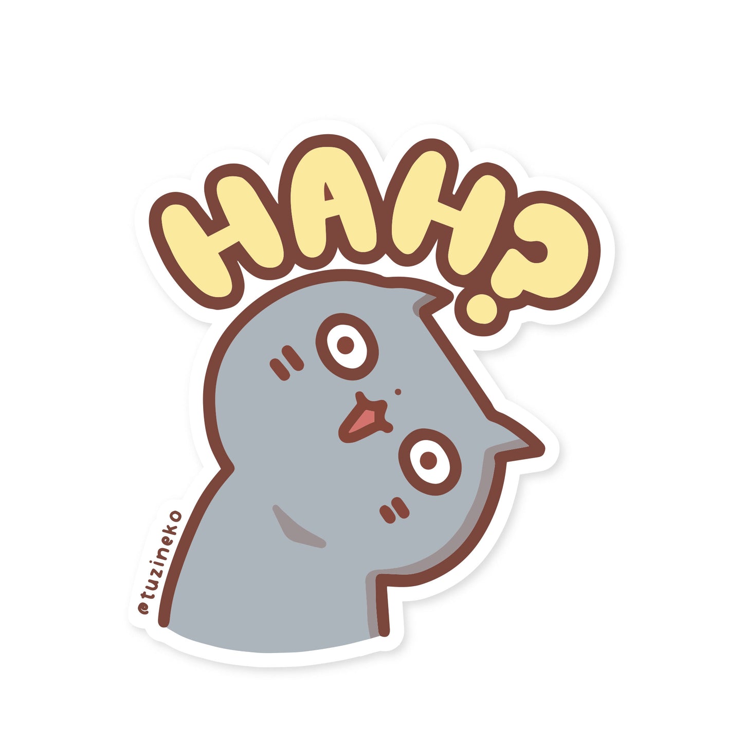 Confused Neko "Hah?" Matte Waterproof Sticker with Gloss Spot UV