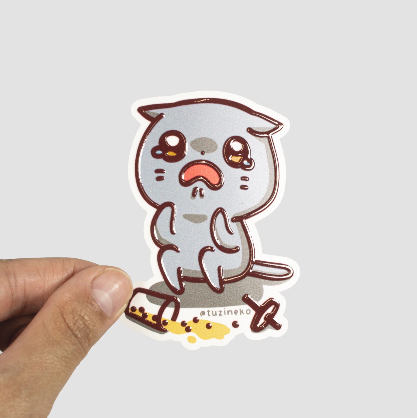 Neko "Weh" Matte Waterproof Sticker with Gloss Spot UV