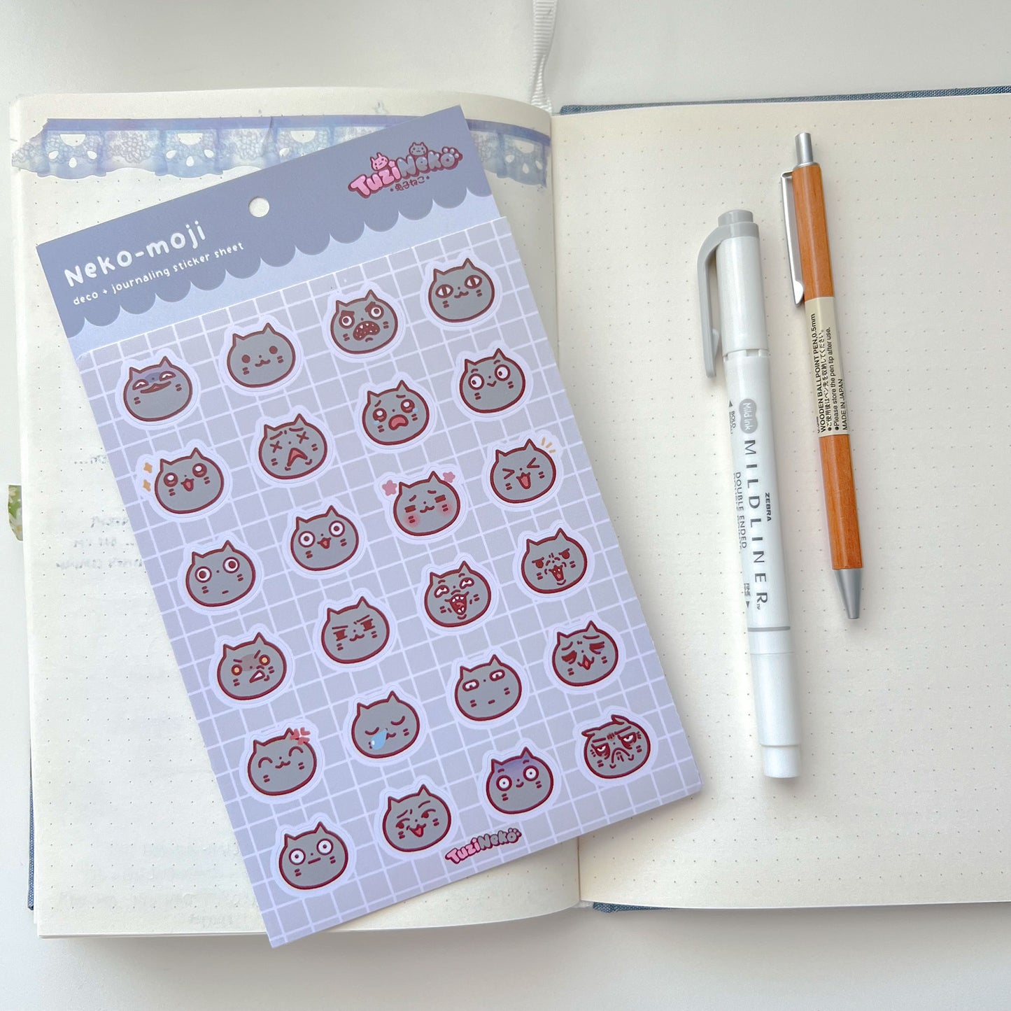 Neko-moji Deco and Journaling Sticker Sheet