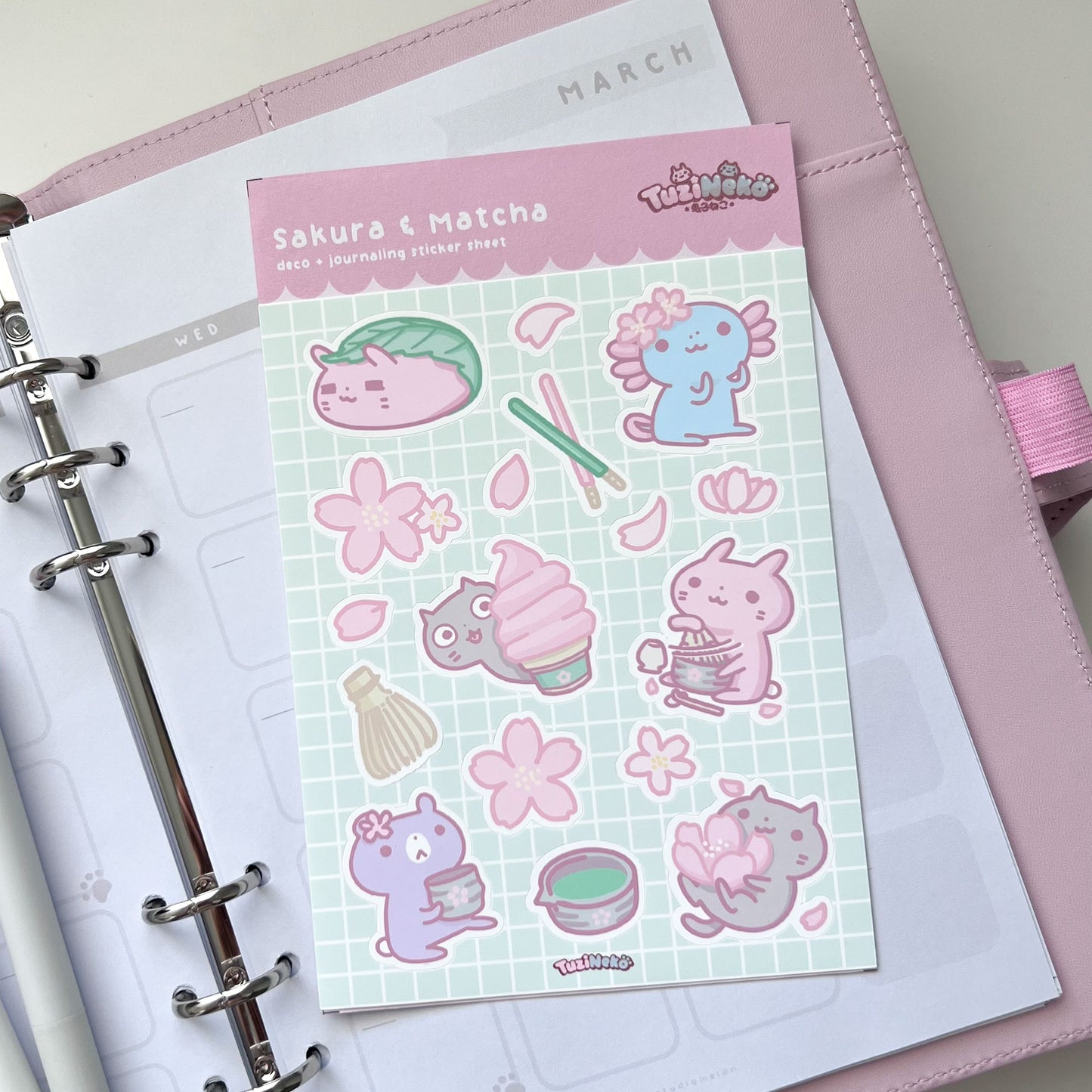 Sakura & Matcha Deco and Journaling Sticker Sheet