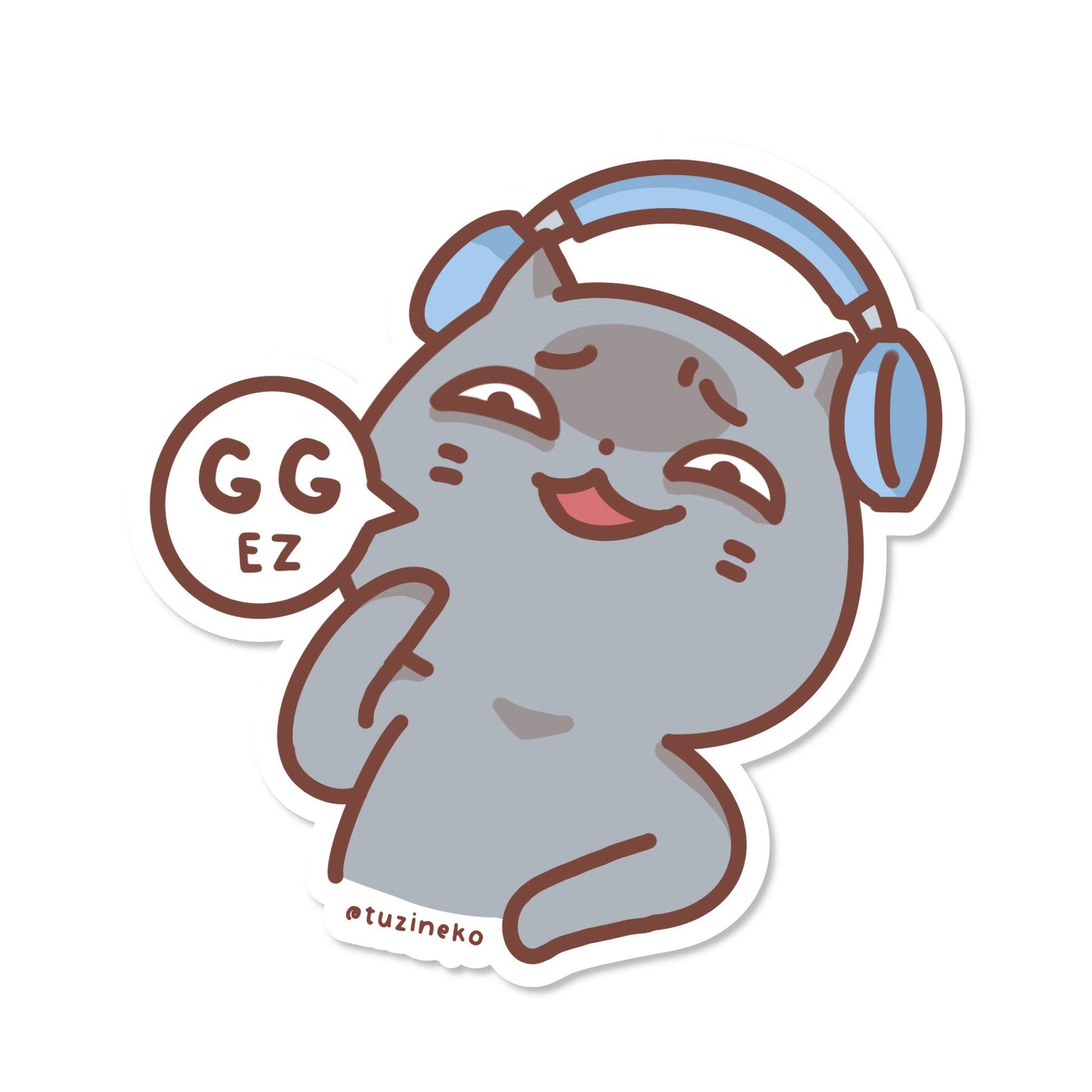 Gaming Neko "GGEZ" Matte Waterproof Sticker with Gloss Spot UV