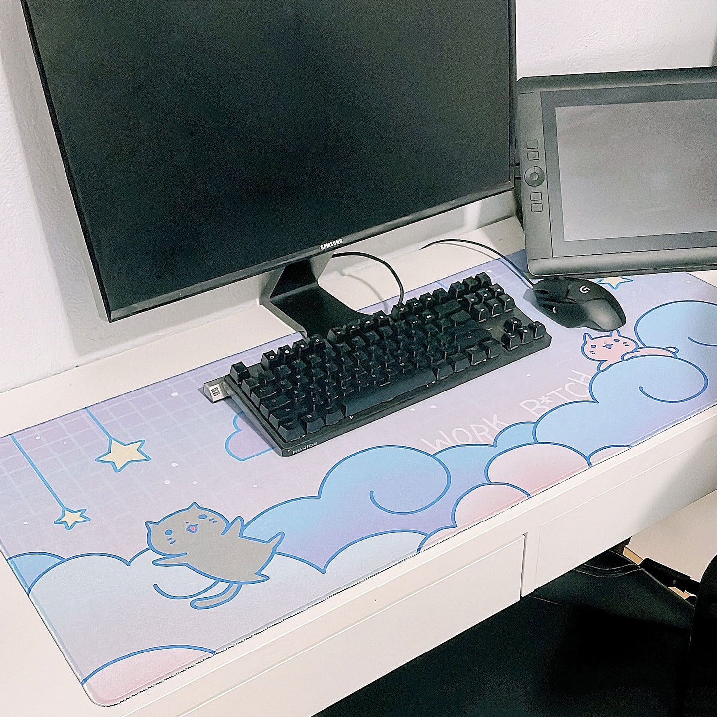 Tuzi And Neko "Work B*tch" Dreamy Desk Mat