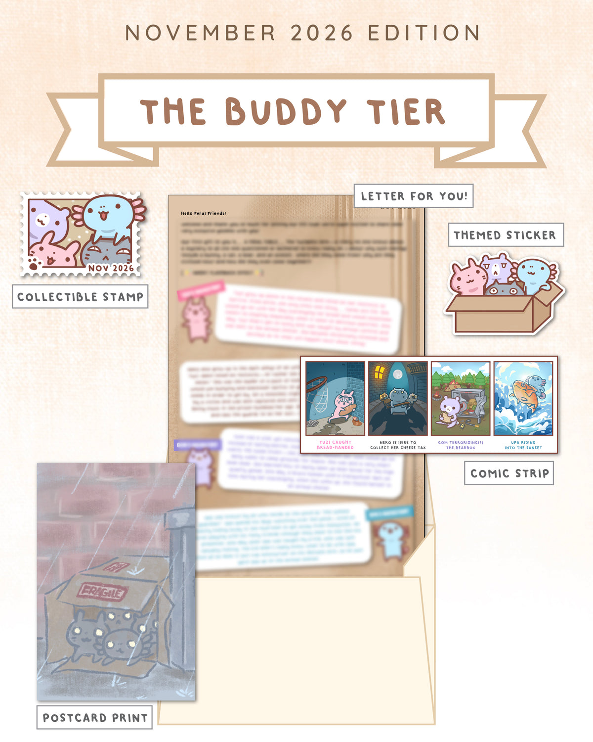 Tier 1: "BUDDY" Monthly Mail Subscription