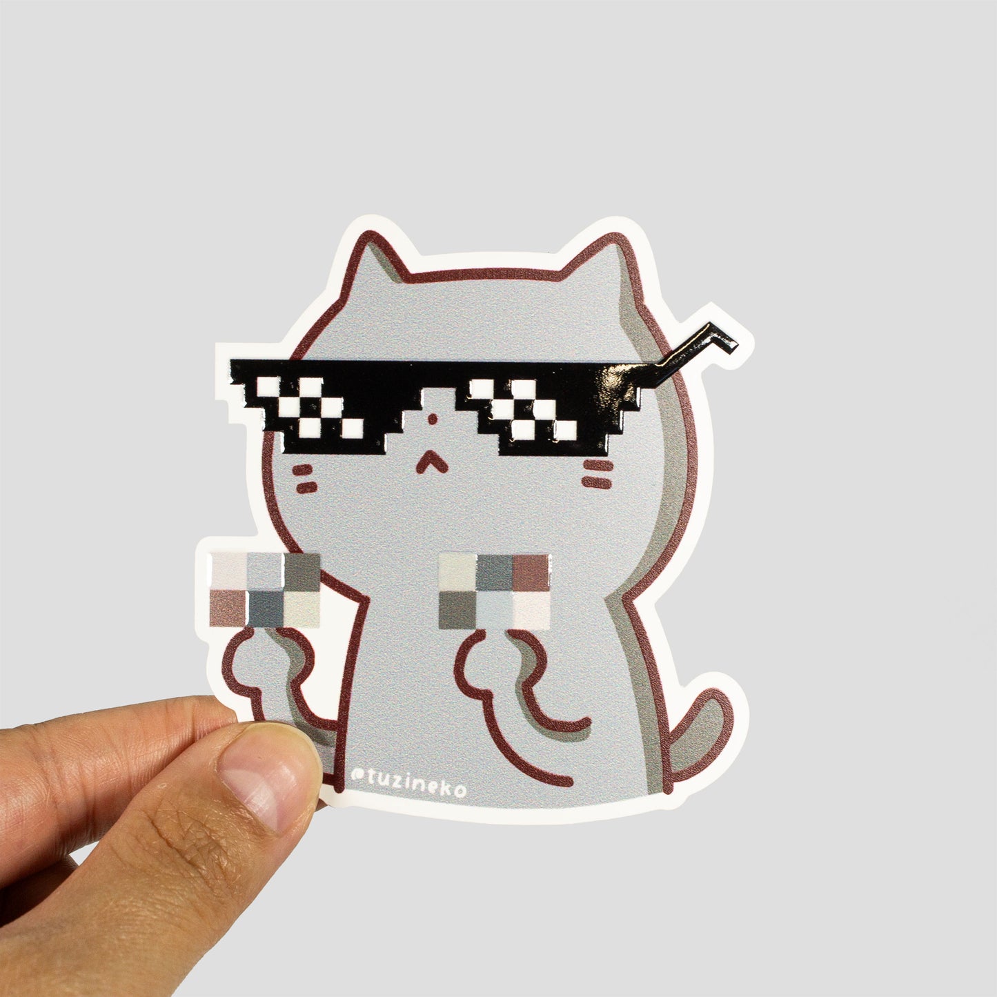 Flipping Neko Matte Waterproof Sticker with Gloss Spot UV