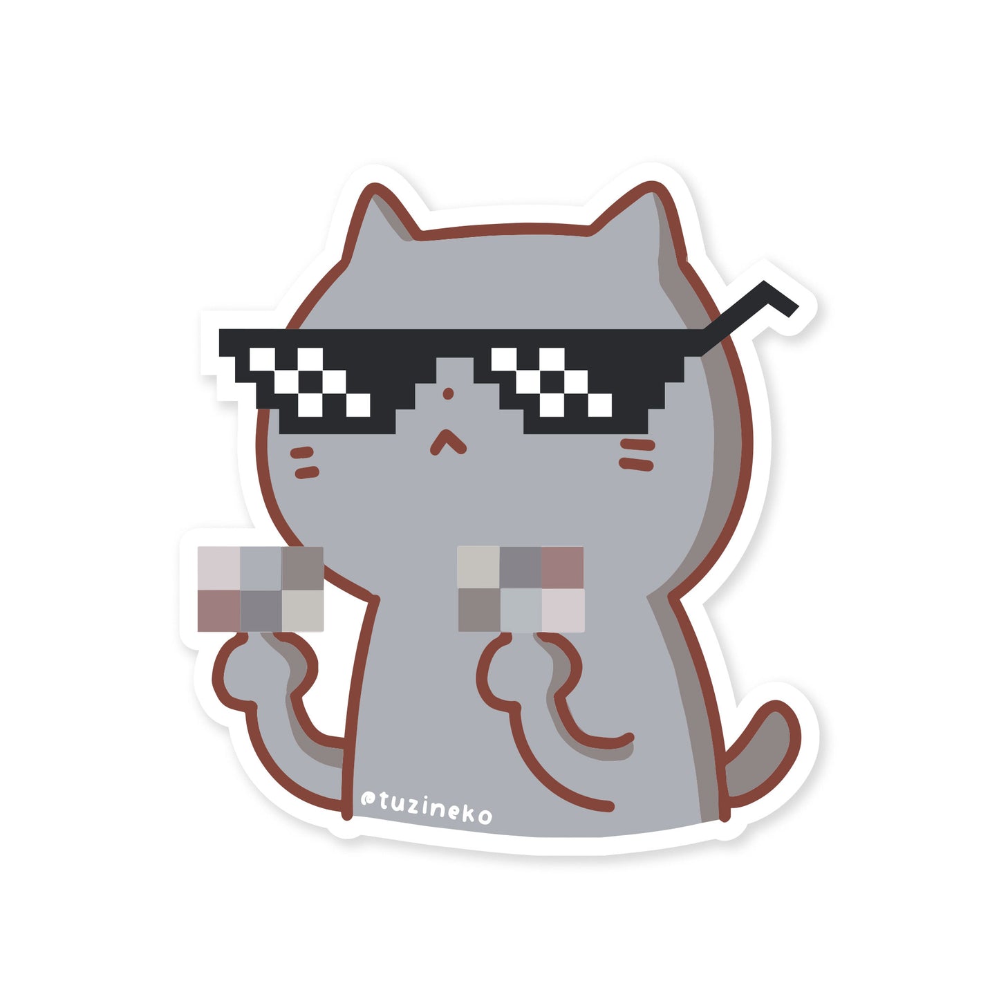 Flipping Neko Matte Waterproof Sticker with Gloss Spot UV