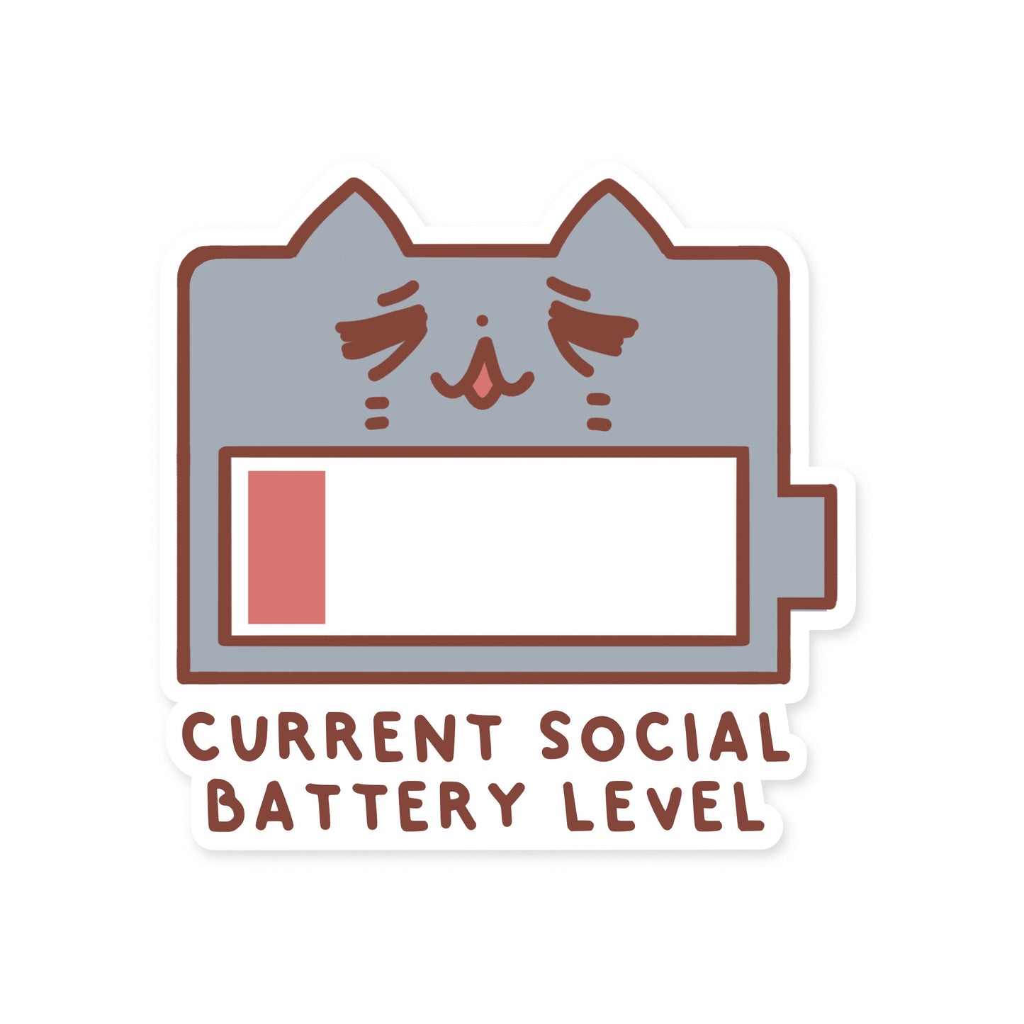 Neko "Current Social Battery Level" Matte Waterproof Sticker with Gloss Spot UV