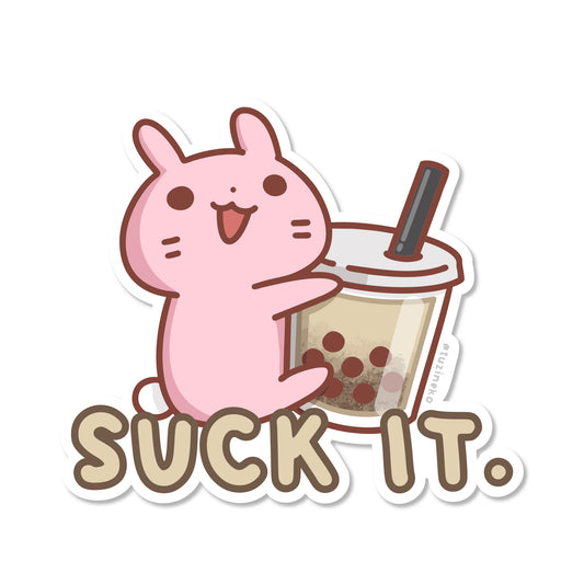 Tuzi "Suck It" Boba Matte Waterproof Sticker with Gloss Spot UV