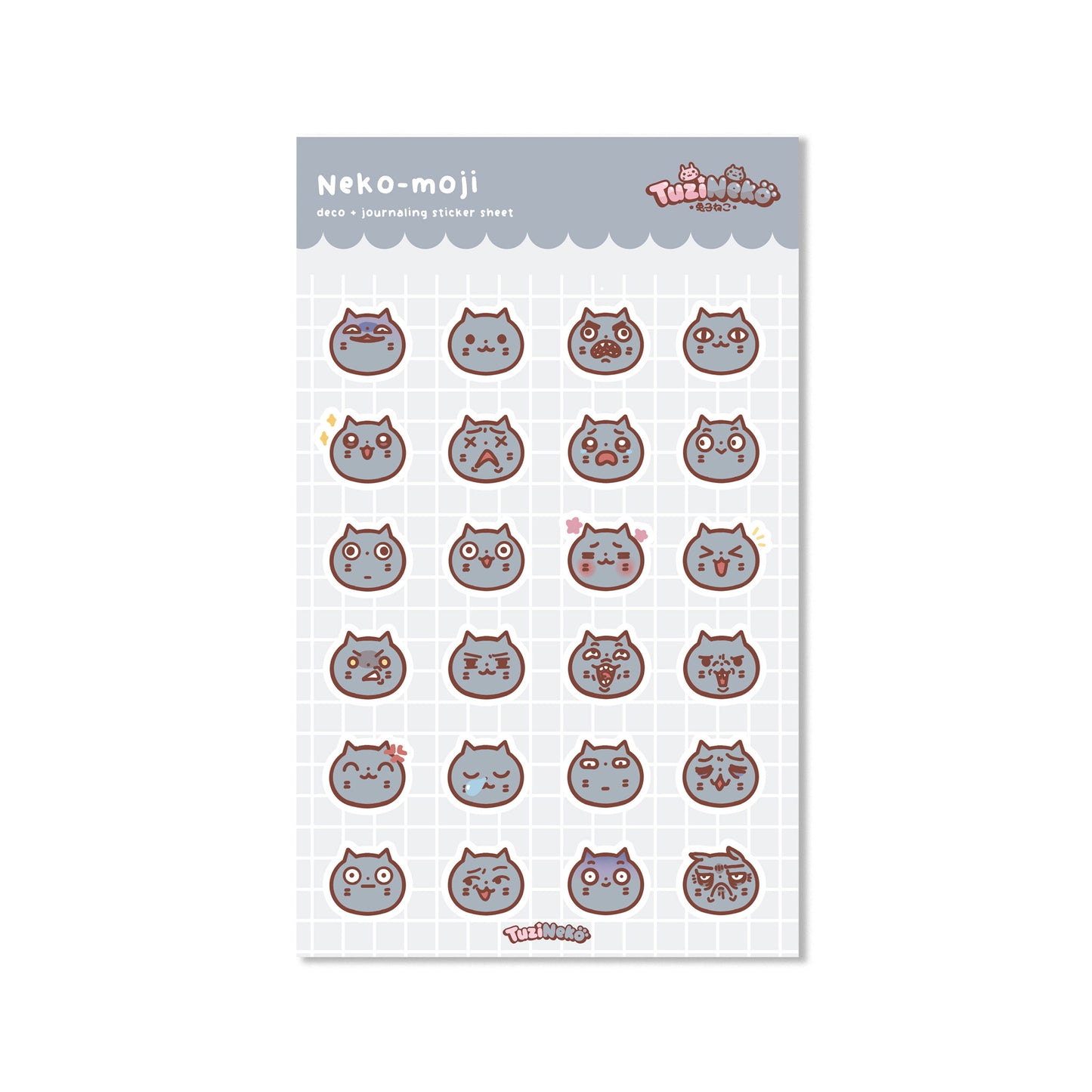 Neko-moji Deco and Journaling Sticker Sheet
