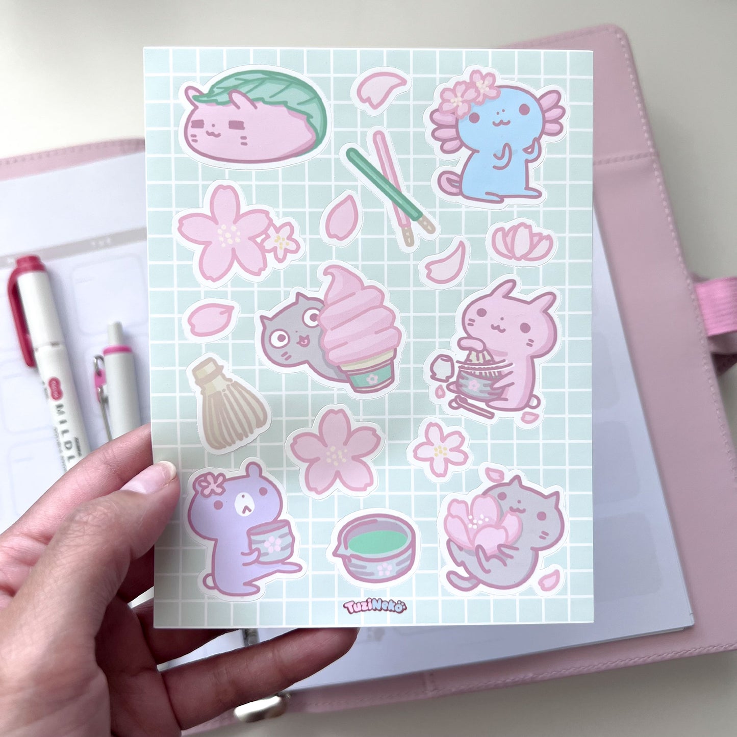 Sakura & Matcha Deco and Journaling Sticker Sheet