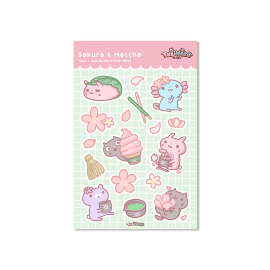 Sakura & Matcha Deco and Journaling Sticker Sheet
