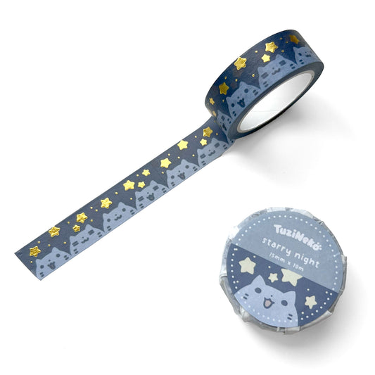 Starry Night Decorating Washi With Gold Foil
