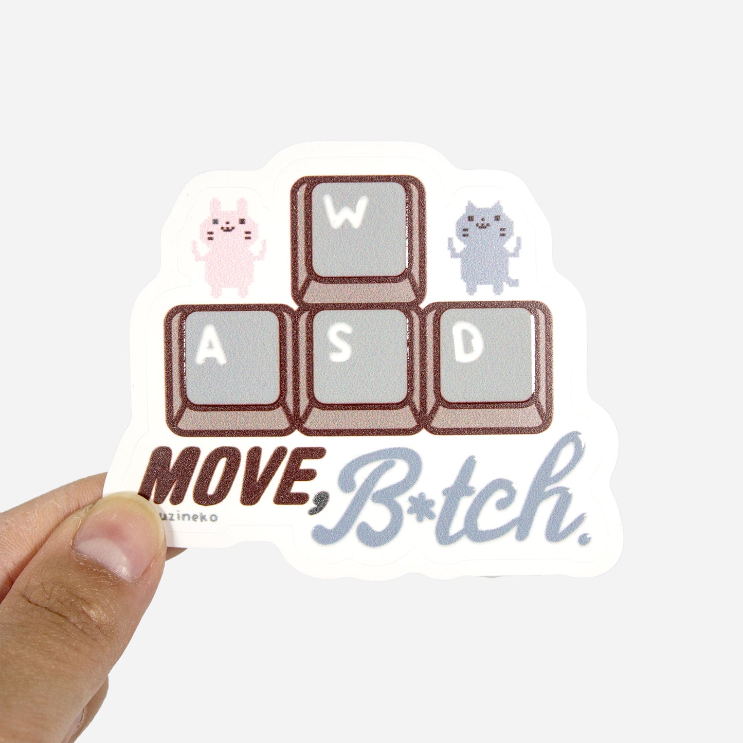 TuziNeko Gaming Keycaps "Move B*tch" Matte Waterproof Sticker with Gloss Spot UV