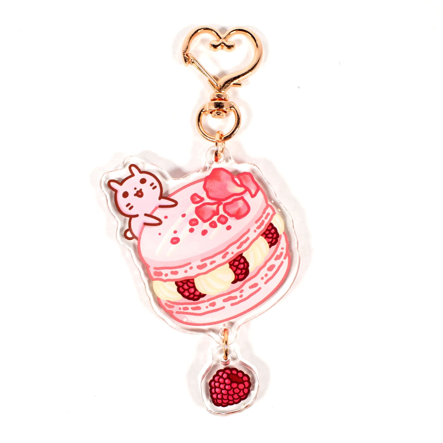 Raspberry Macaron Tuzi Epoxy Double-Sided Linked Keychain