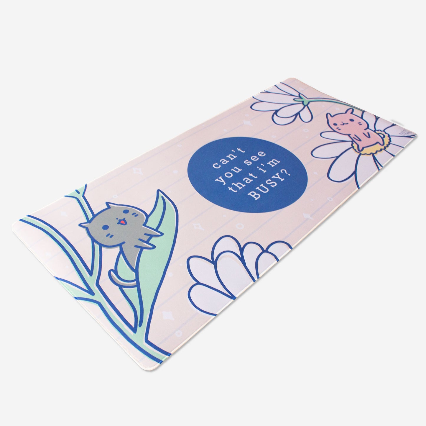 Tuzi And Neko "Can't You See That I'm Busy" Floral Desk Mat