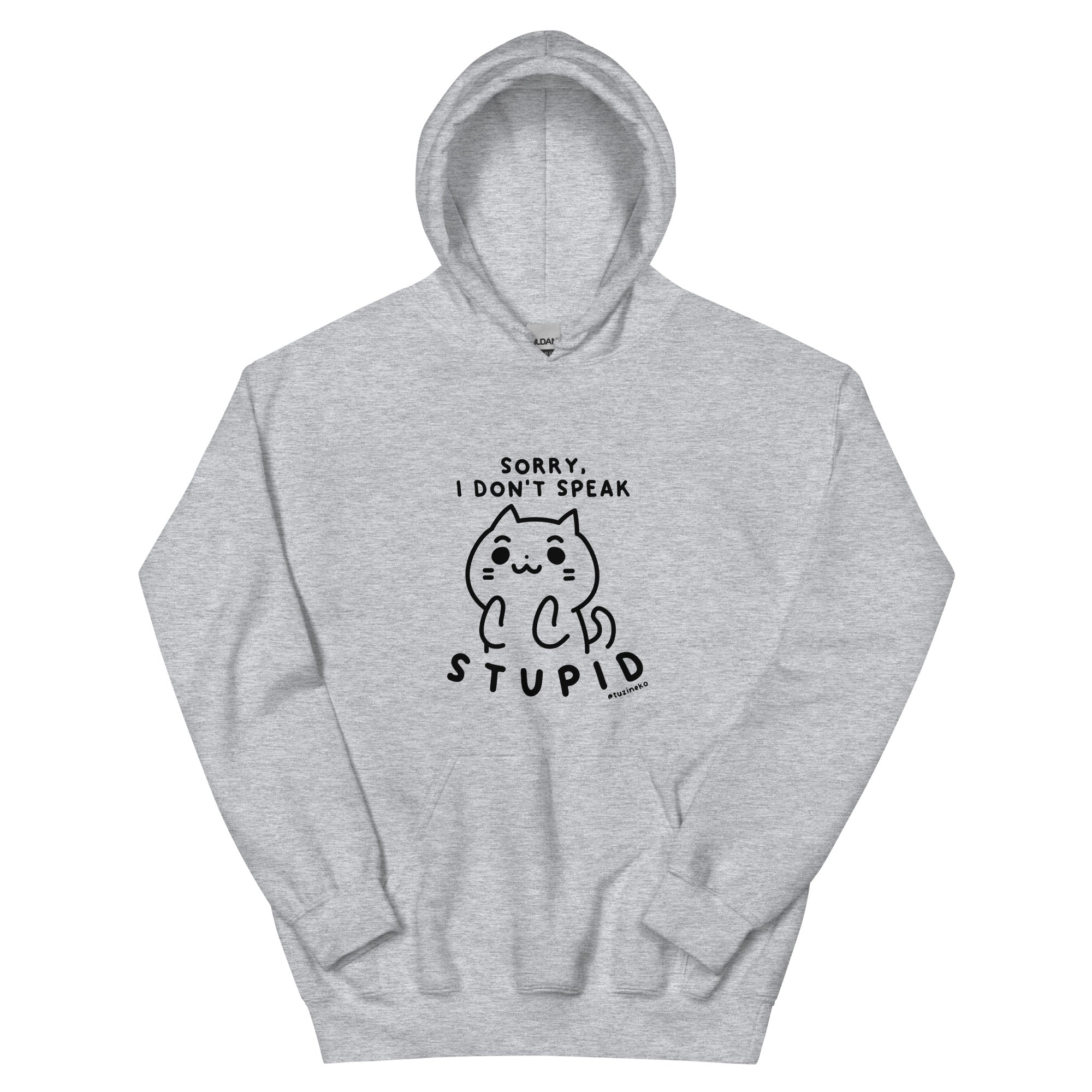 Condescending Neko Sorry I Don t Speak Stupid Unisex Hoodie Tuzi Pink 3XL